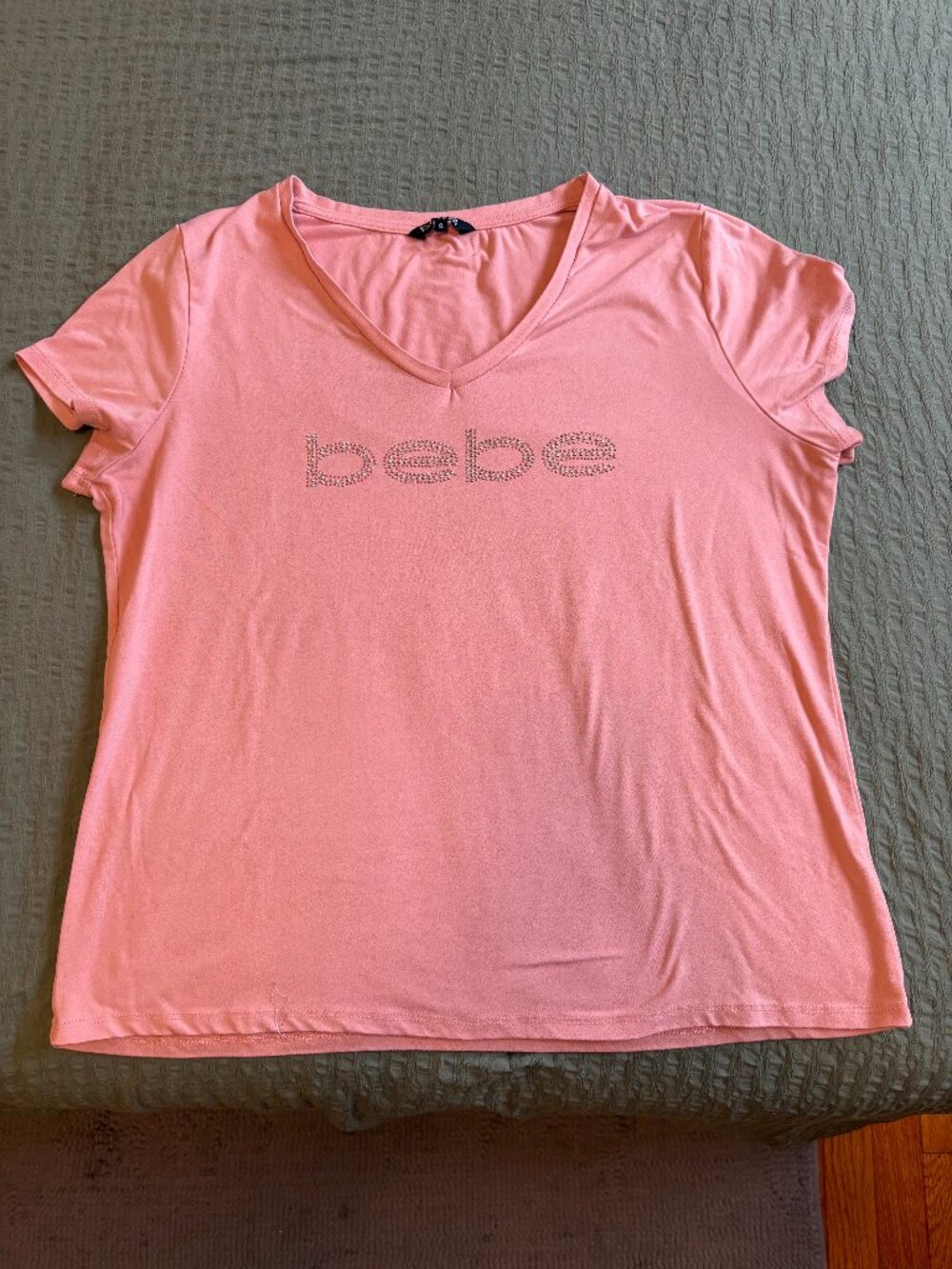 Bebe Pink Rhinestone Logo Top